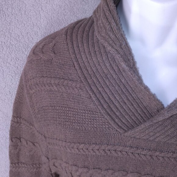 Marc Anthony Men’s Shawl Collar Sweater Medium Tan Cable Knit Pullover - Picture 15 of 16